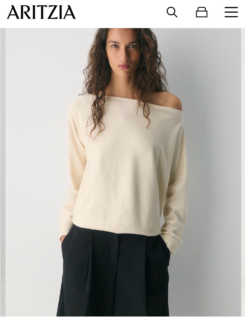 Aritzia white Off-Shoulder Lightweight Knit Sweater